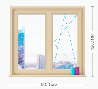 Двухстворчатое цветное окно ПВХ — ламинация под дерево, антрацит или RAL